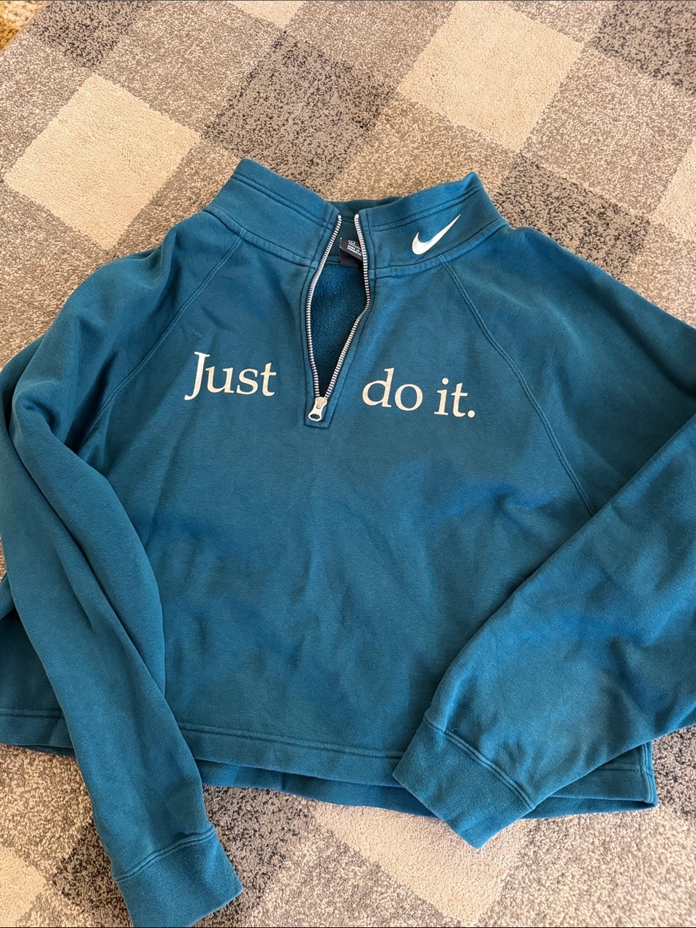 Nike Teal Half-Zip Sweatshirt with silver L - Picture 3 of 6